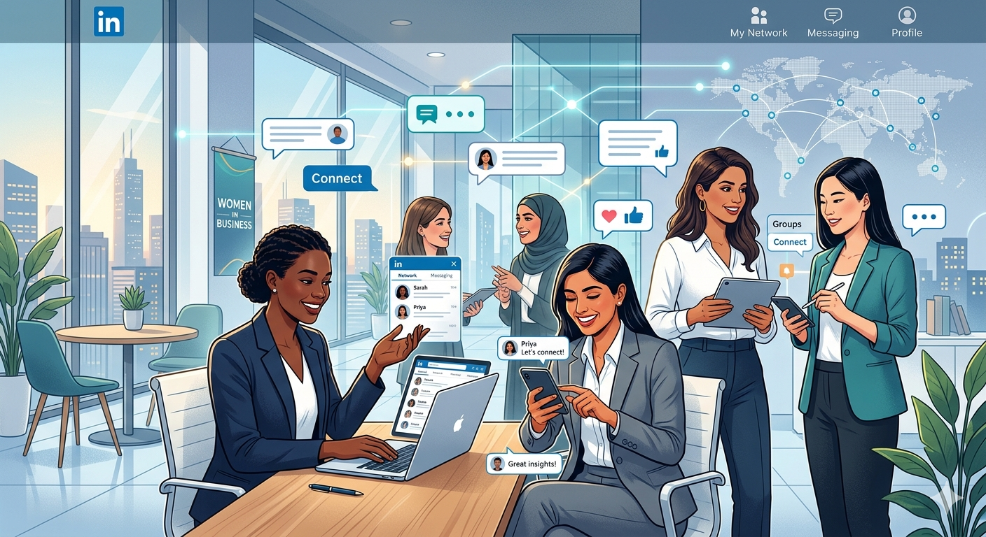 Influential Women LinkedIn Message: Women Networking for Career Advancement
