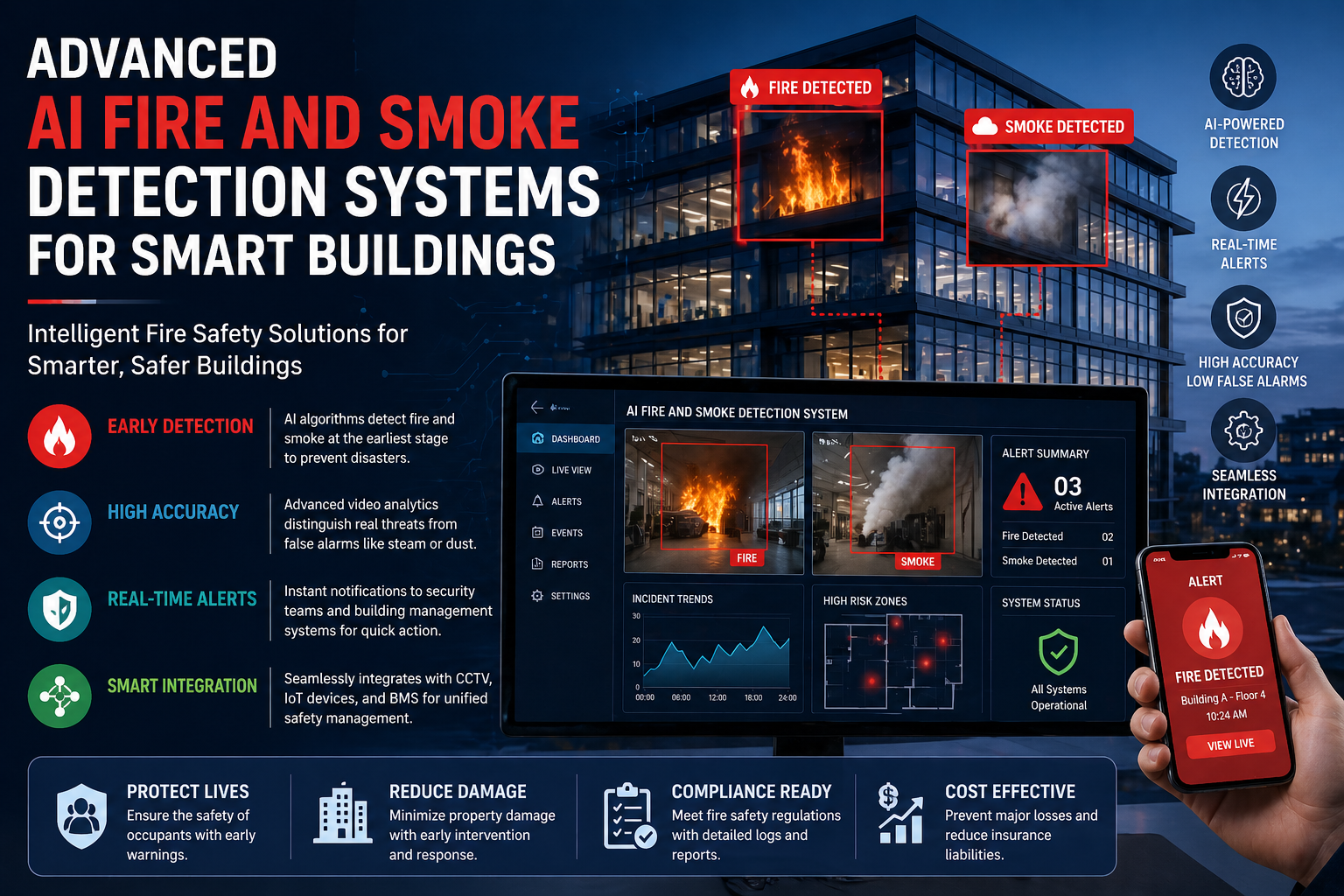 Advanced AI Fire and Smoke Detection Systems for Smart Buildings