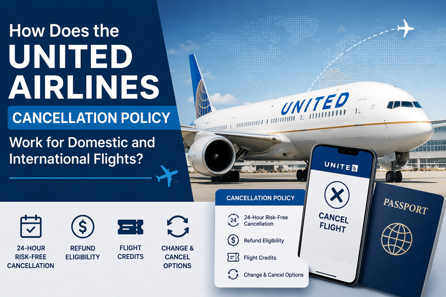 ¿Cómo funciona la Política de cancelación de United Airlines para vuelos nacionales e internacionales?