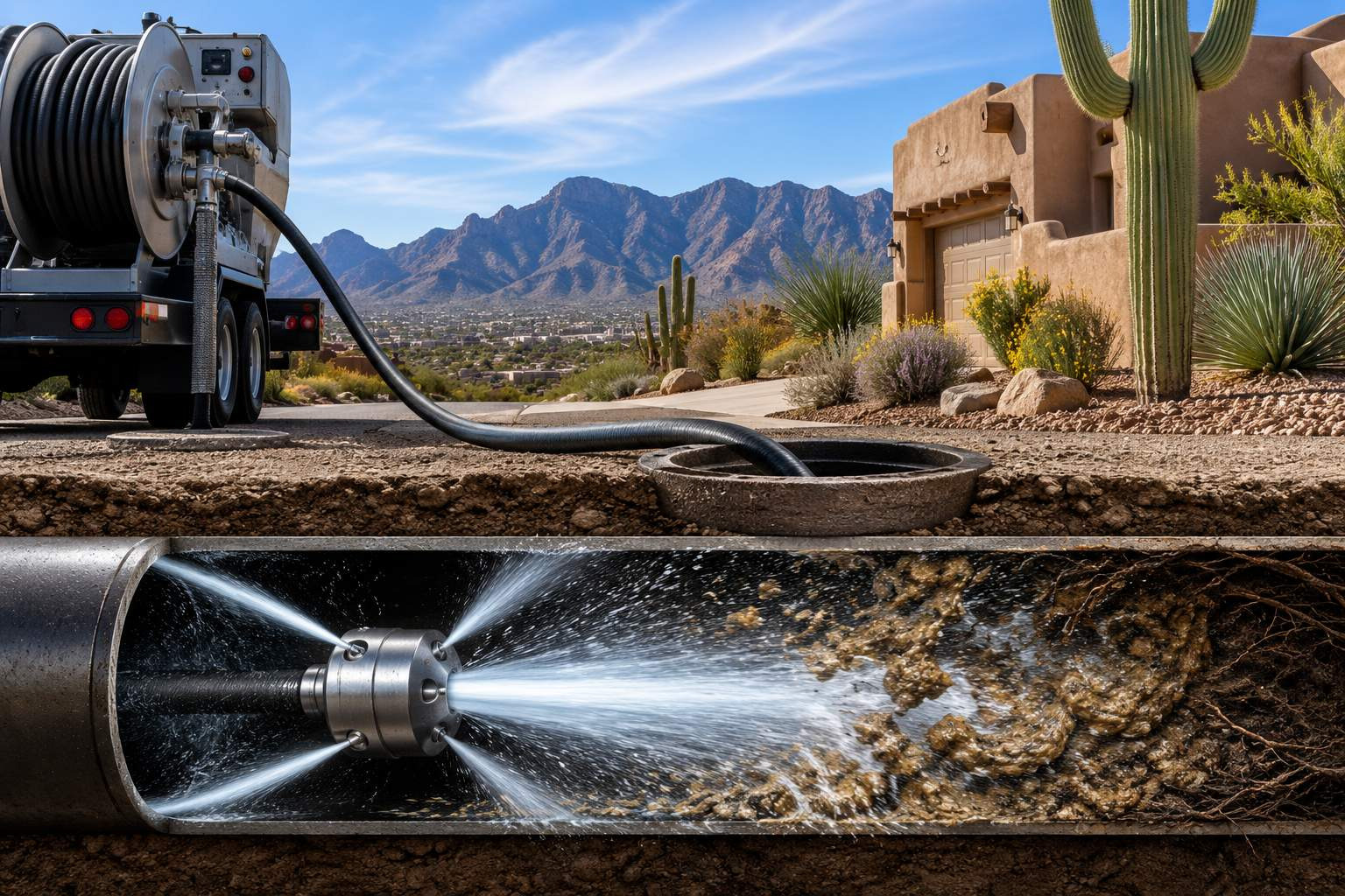 Hydro Jetting in Tucson Clears What Drain Snakes Leave Behind