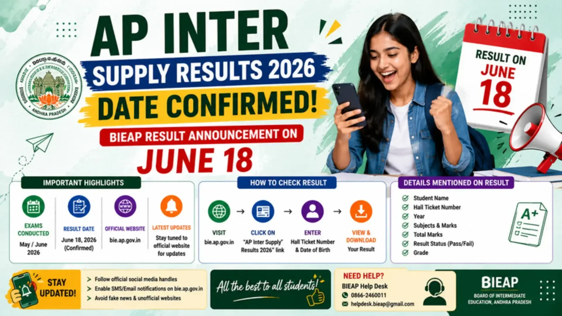 AP Inter Supply Results 2026 Date Confirmed: BIEAP Result Expected on June 18