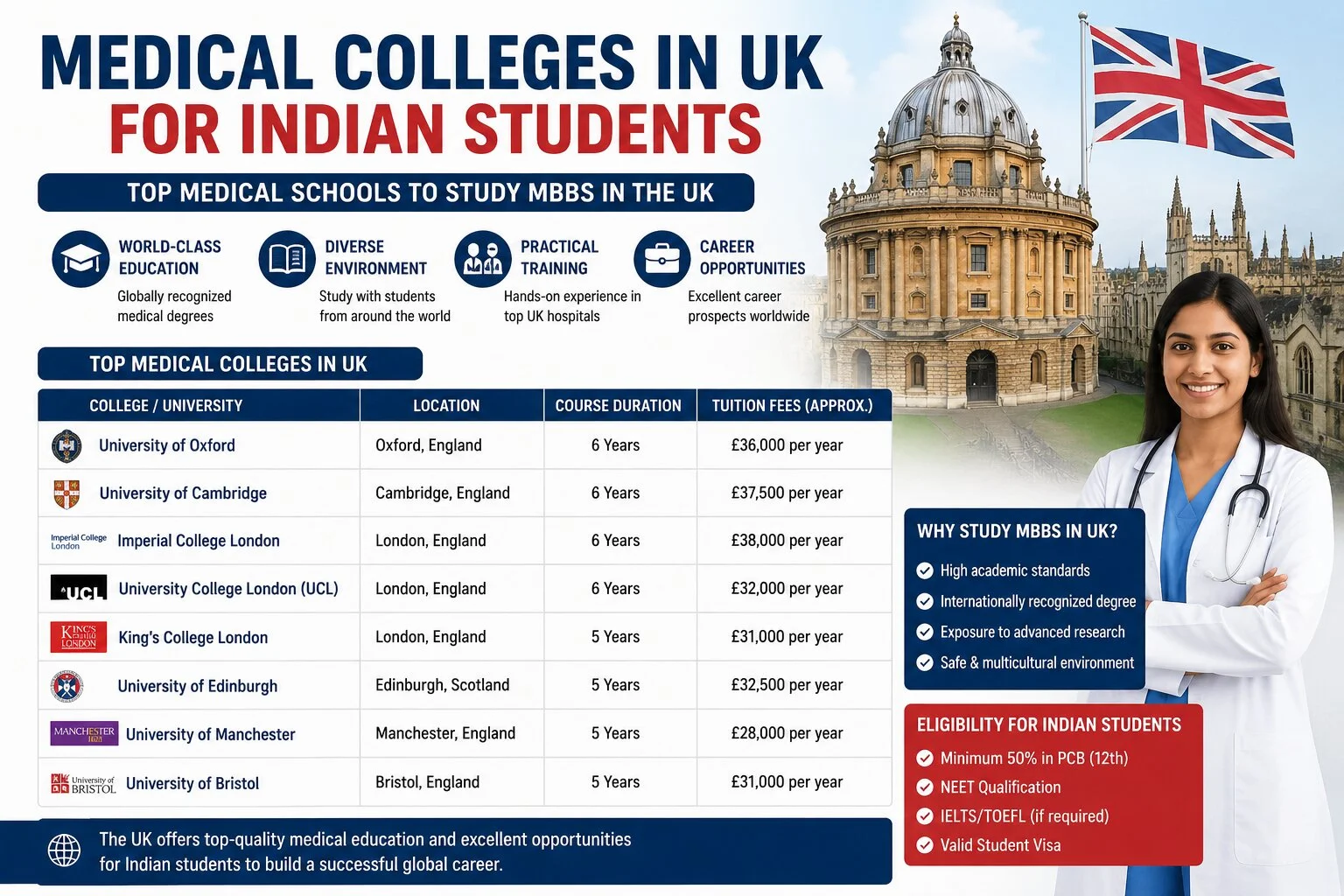 MBBS in UK Admission 2026: Eligibility, Application Process, and Requirements for Indian Students