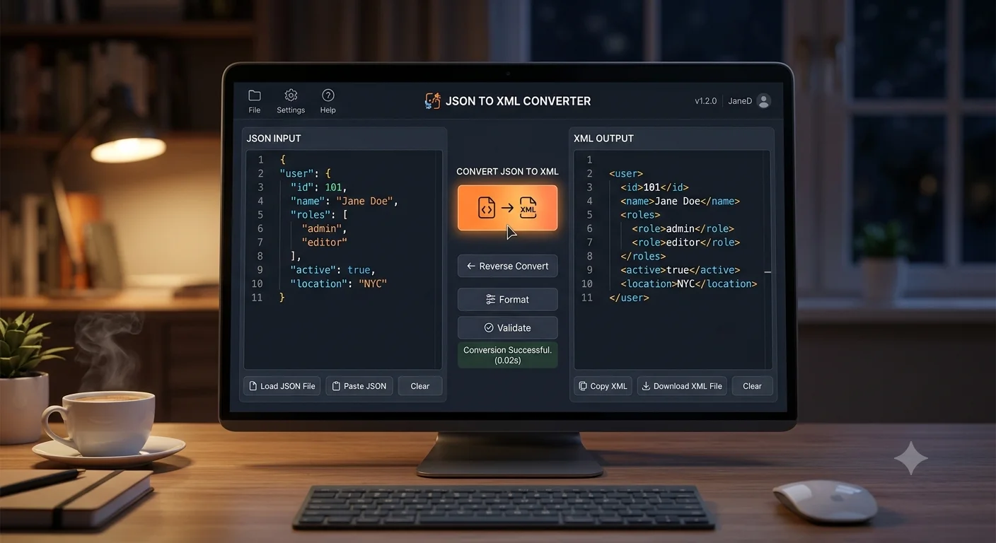 JSON to XML Converter: Free Guide