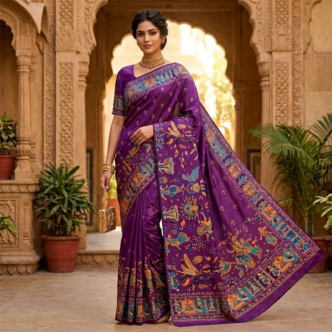 Pure Silk Baluchari Saree: Timeless Elegance by Wrapwaves