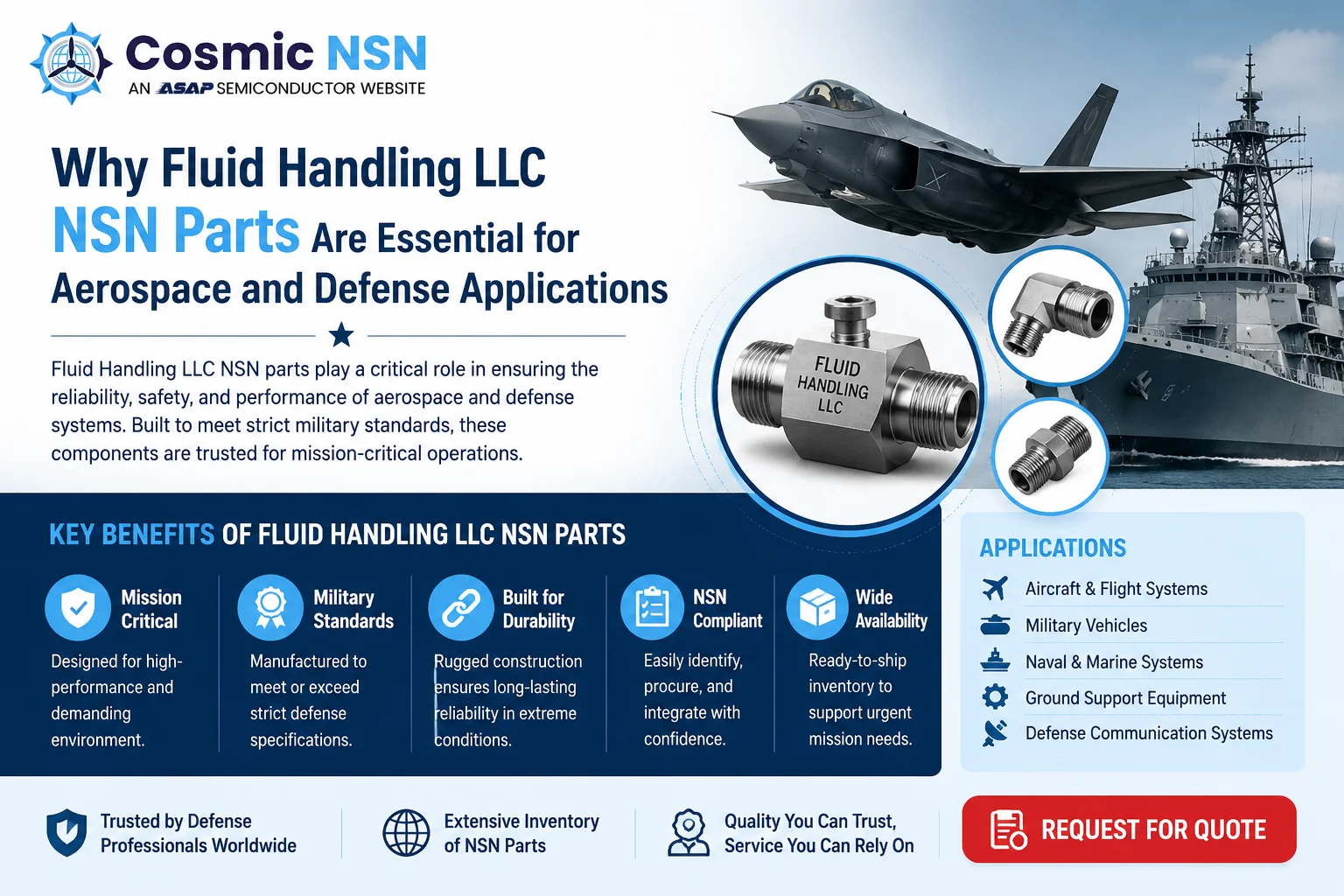 Why Fluid Handling LLC NSN Parts Are Essential for Aerospace and Defense Applications