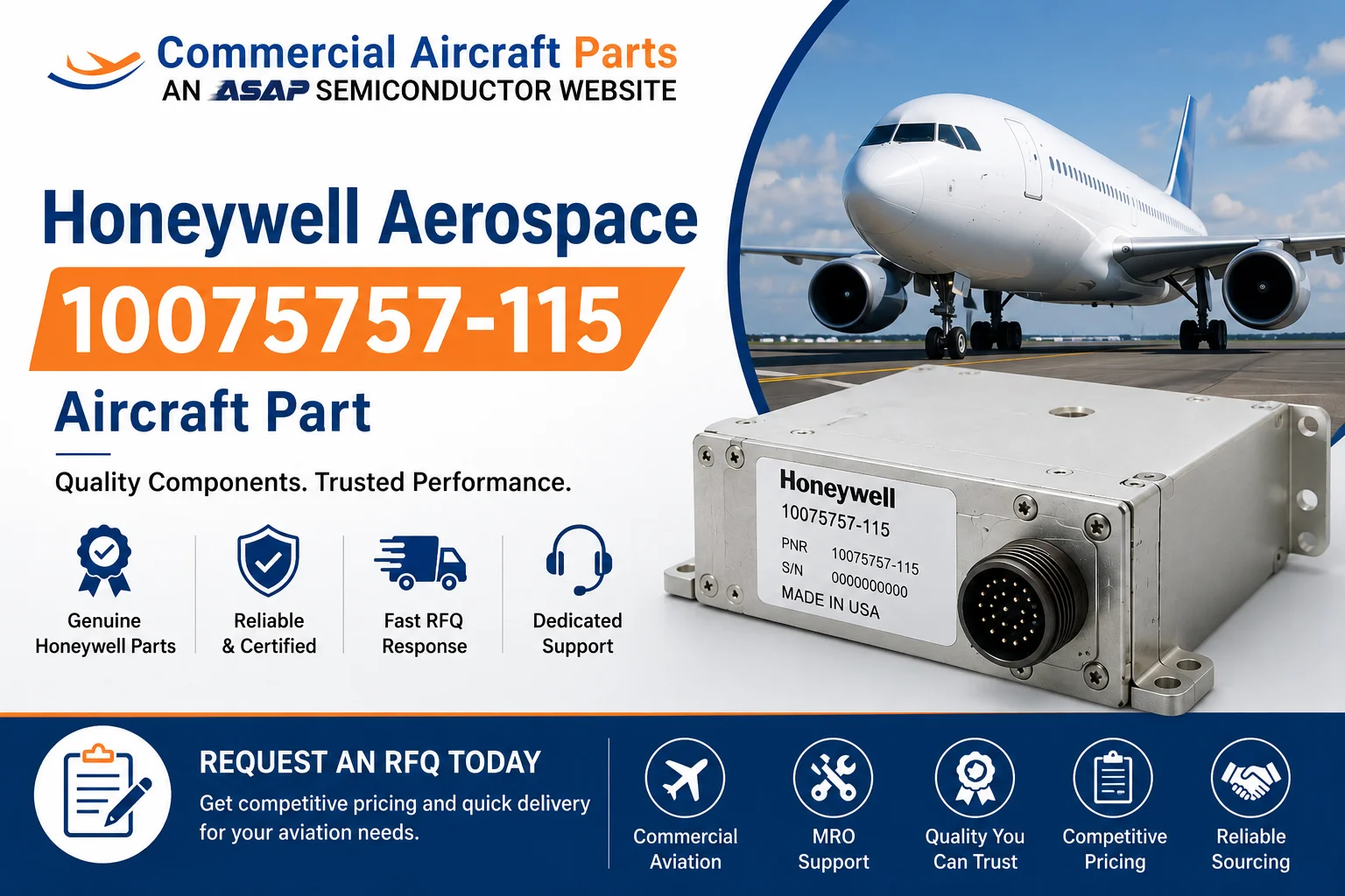 Honeywell 10075757-115 Aircraft Part Supplier