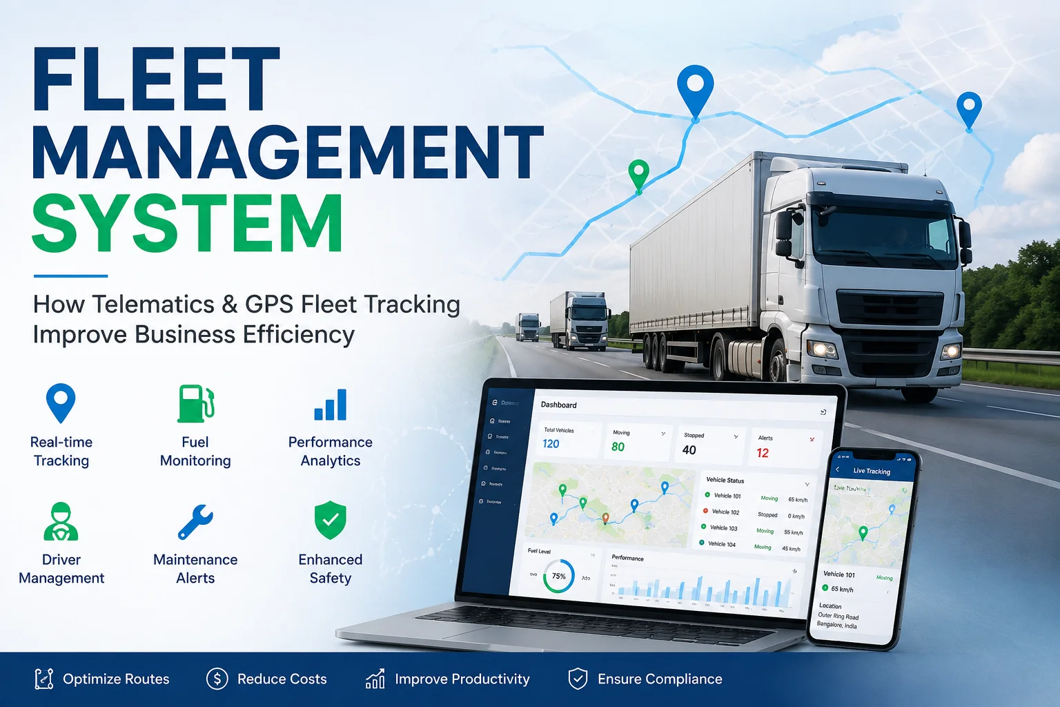 How a Fleet Management System Improves Efficiency with Telematics and GPS Fleet Tracking