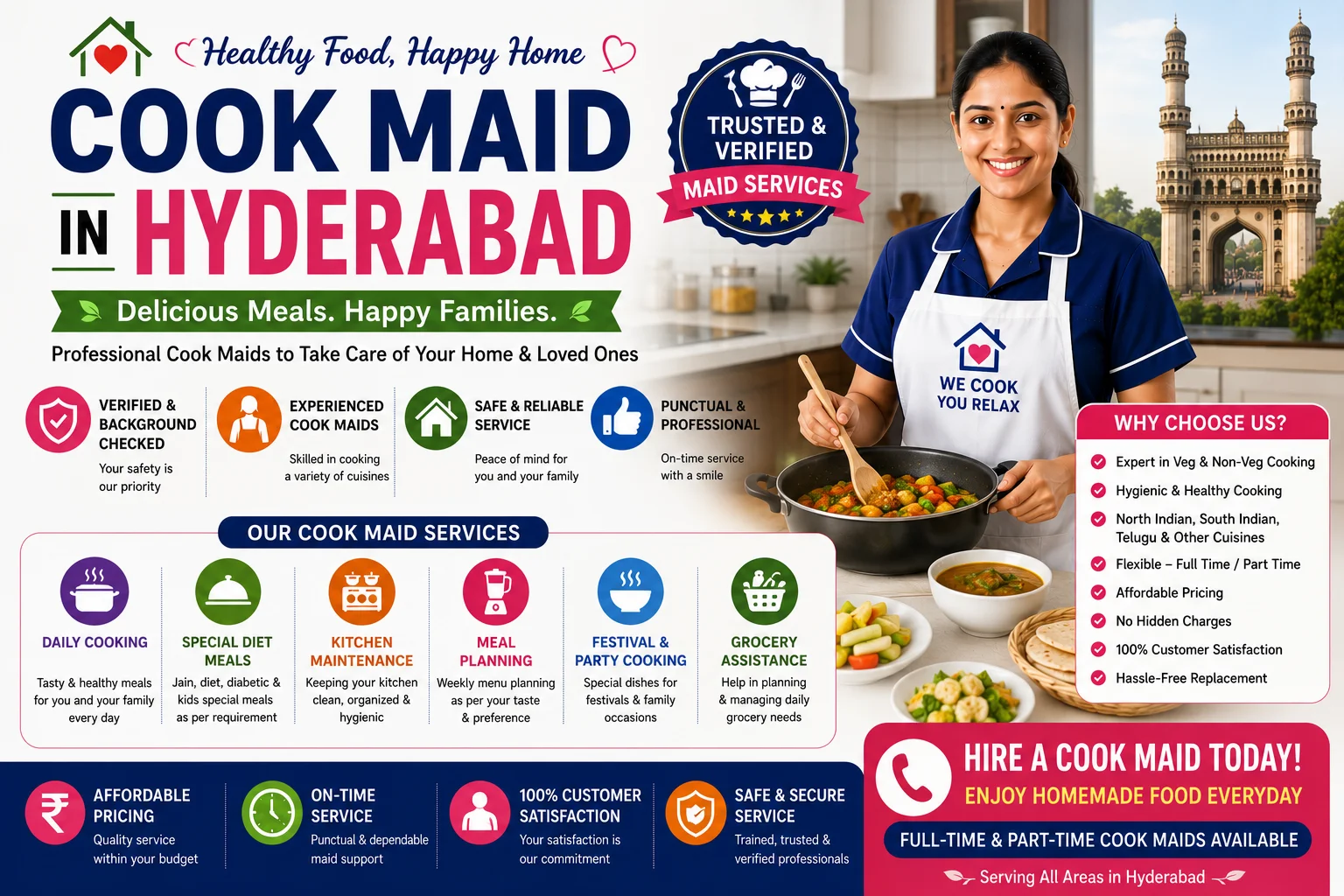 Professional Cook Maid in Hyderabad for Fresh Meals and Organized Home Care