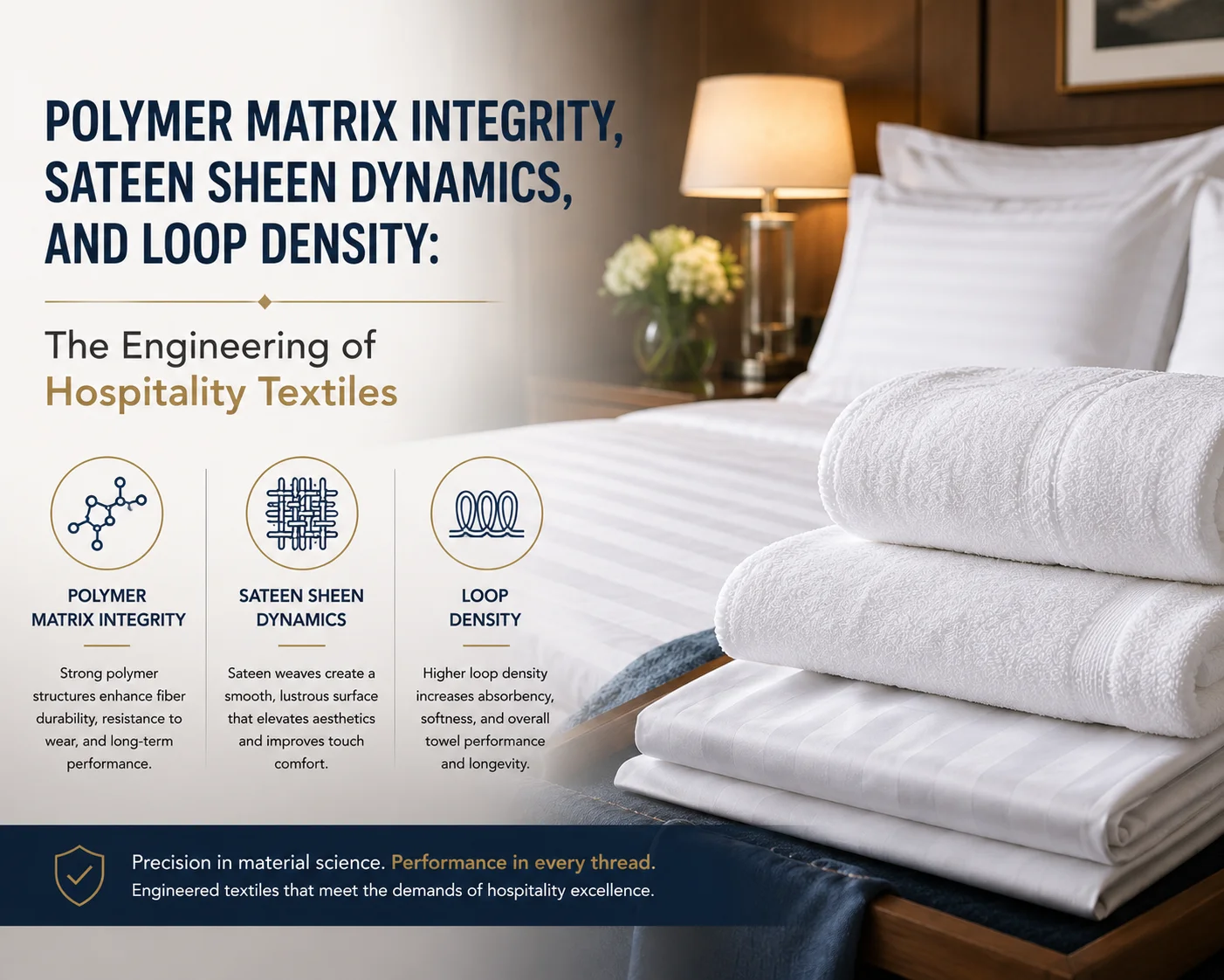 Polymer Matrix Integrity, Sateen Sheen Dynamics, and Loop Density: The Engineering of Hospitality Textiles