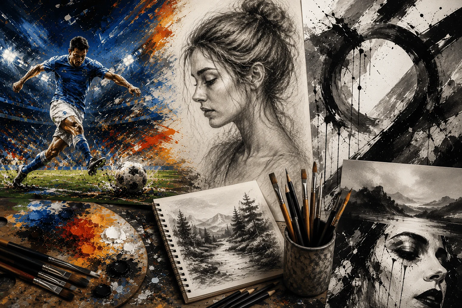 From Pencil Details to Bold Abstract Art Exploring Creative Expression