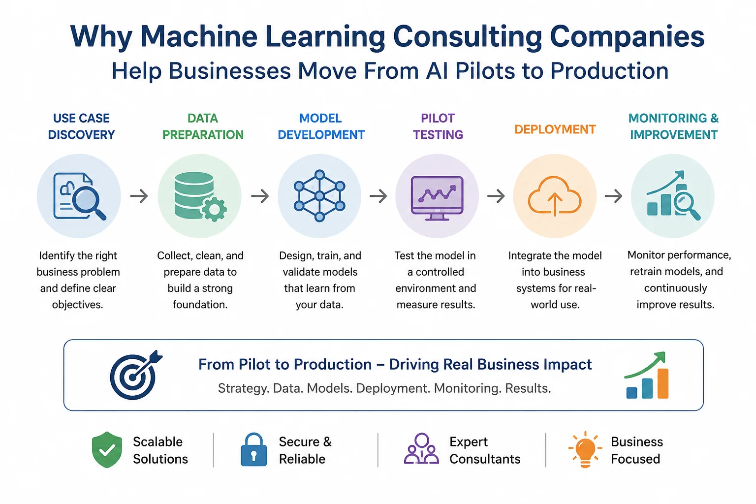 Why Machine Learning Caonsulting Companies Help Businesses Move From AI Pilots to Production