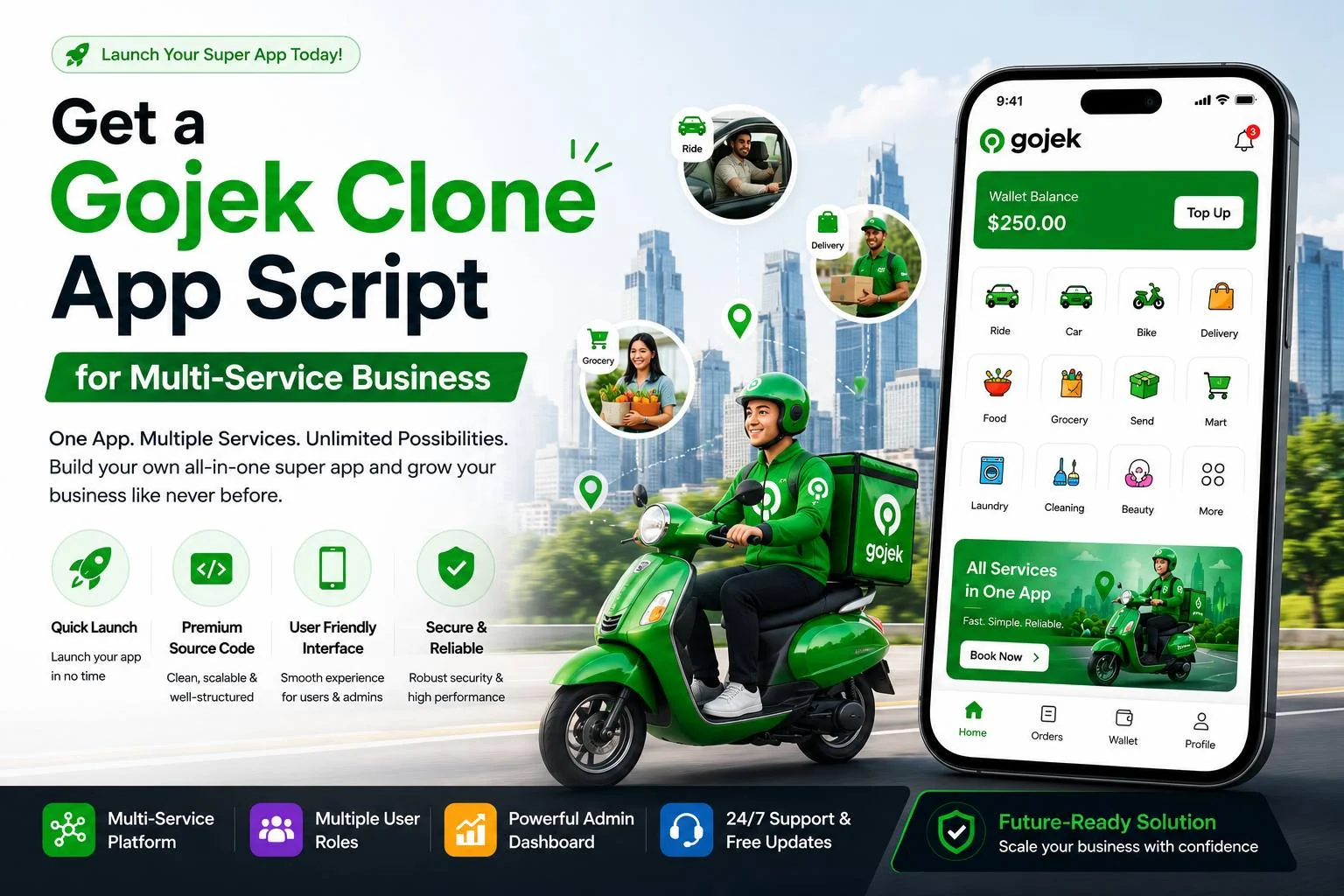 Get a Gojek Clone App Script for Multi-Service Business