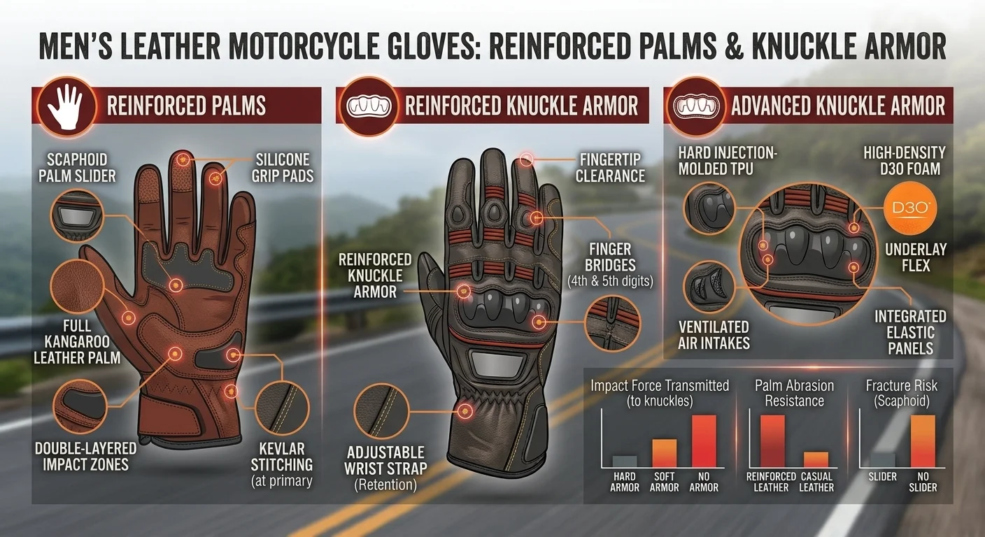 Men's Leather Motorcycle Gloves: Reinforced Palms & Knuckle Armor