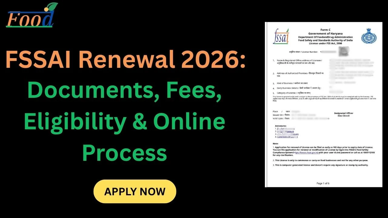 FSSAI Renewal 2026: Documents, Fees, Eligibility & Online Process